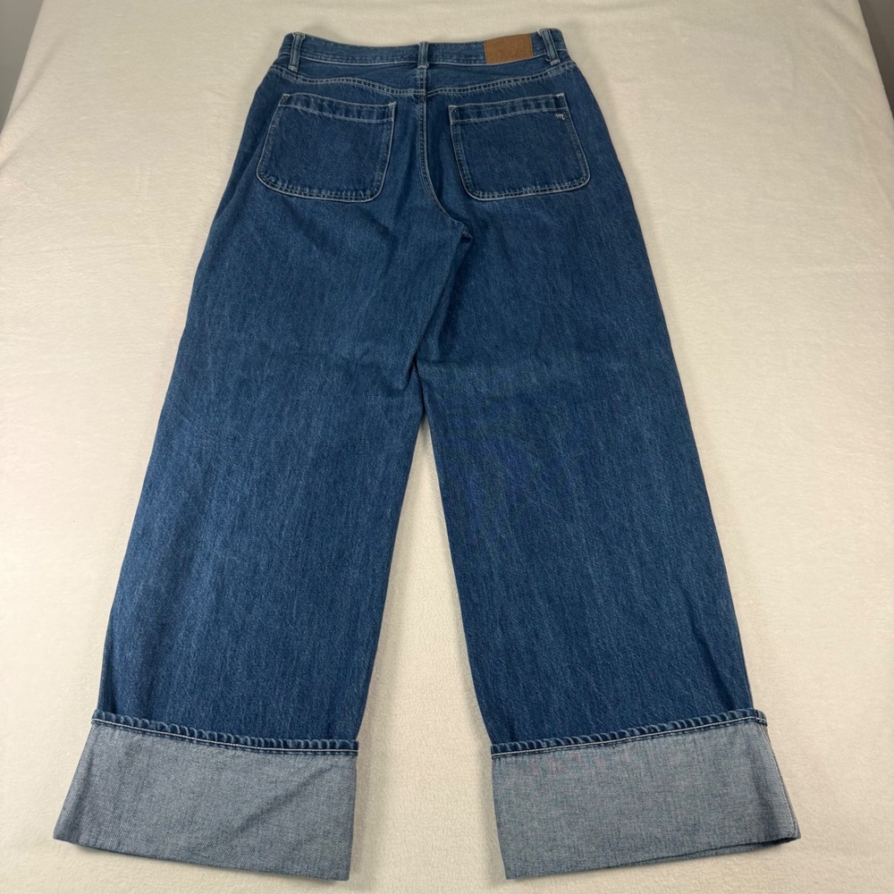 Madewell Superwide-Leg Jeans Women 28 Blue Cotton Denim High Rise Patch Pocket - Picture 3 of 10